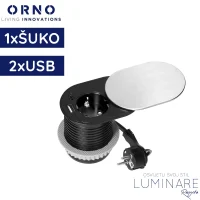 ugradbena uticnica za namjestaj s kliznim poklopcem 1x schuko 2x USB A+B crno-srebrna luminare rasvjeta