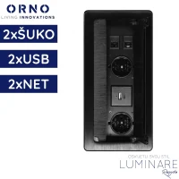 ugradbena uticnica za namjestaj s zastitom od prasine 2x schuko 2xUSB 2xNET crna luminare rasvjeta