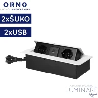 ugradbena uticnica za namjestaj s poklopcem 2x schuko 2x USB A+B crno-bijela luminare rasvjeta